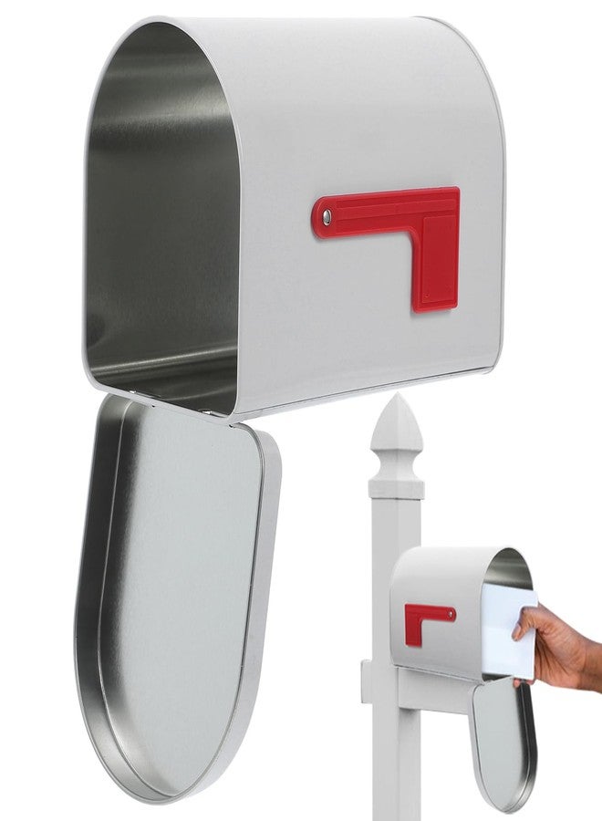 VOSCHOIX White Tinplate Storage Box, Kids Mailbox for Playhouse with Signal Flags, DIY Santa Mailbox for Home Decor & Gift Packaging - Image 1